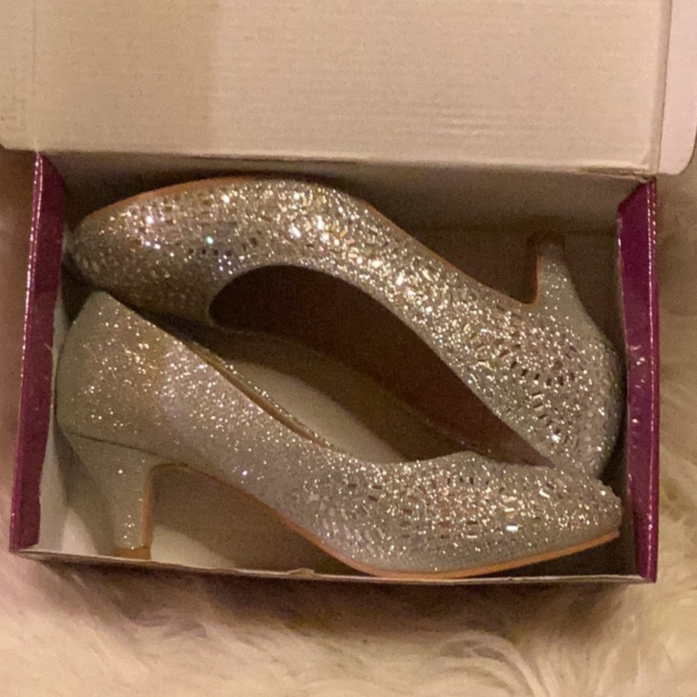 Elegant Silver Glitter Heels